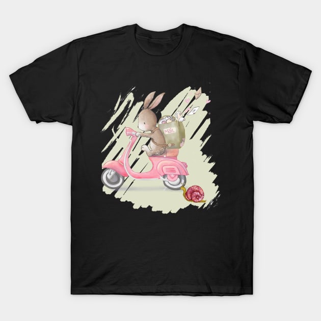 Mail Bunny T-Shirt by Lyn's Pixels